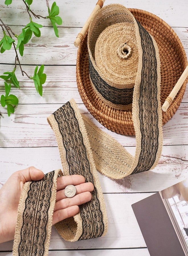 Craftdady Natural Jute Burlap Ribbon with Black Lace 2.28 Inch Width Burlap Lace Ribbon Rustic Craft Ribbon for Home Decoration Wedding Gift Wrapping Wreath Bouquet DIY Crafts 1 Roll/10 m/10.9 Yards - Image 3